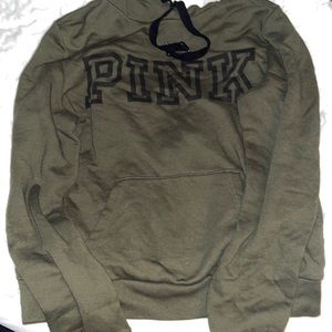 Dark olive green PINK sweatshirt